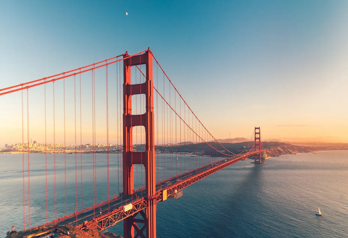 The Golden Gate Bridge at sunset