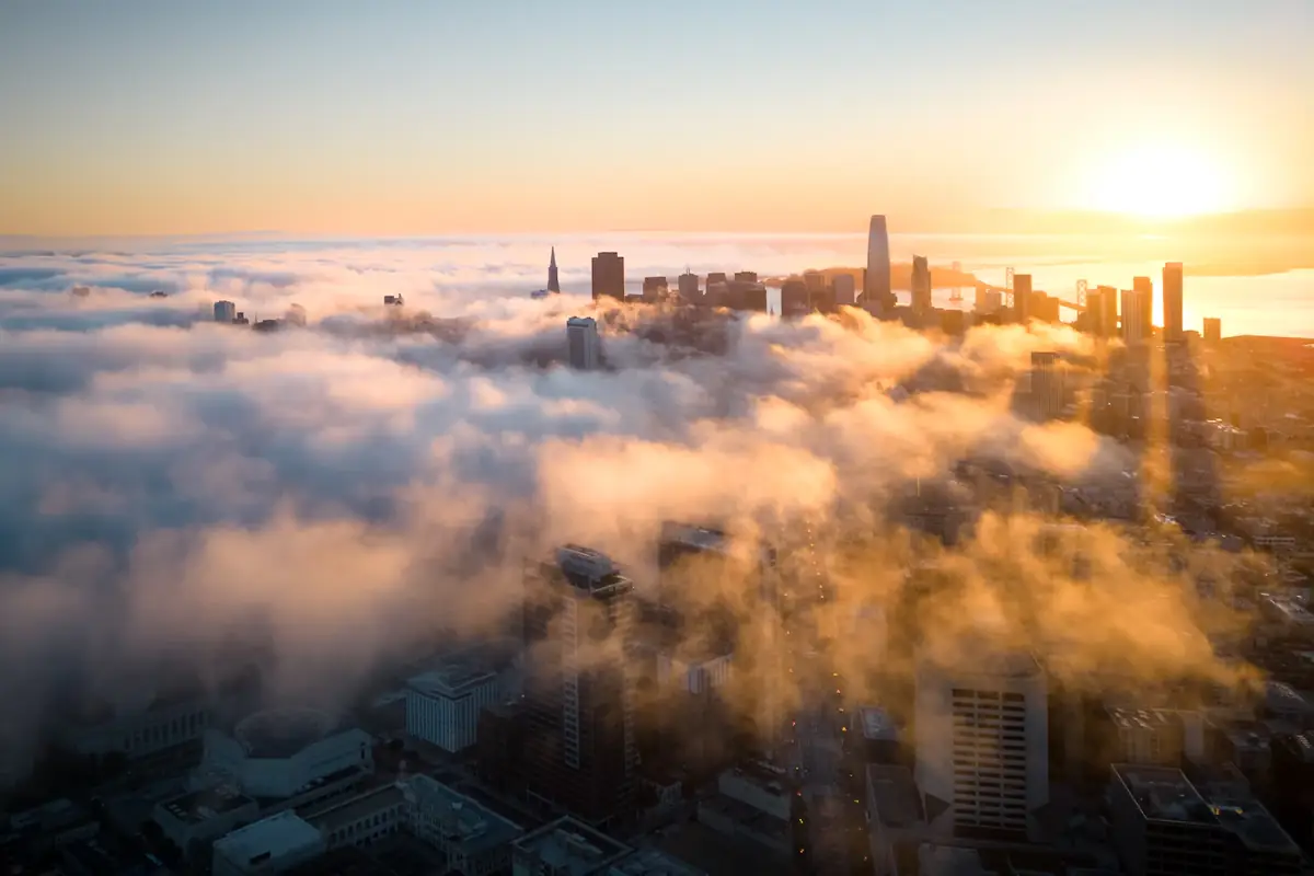 San Francisco's towers rising out of the morning fog