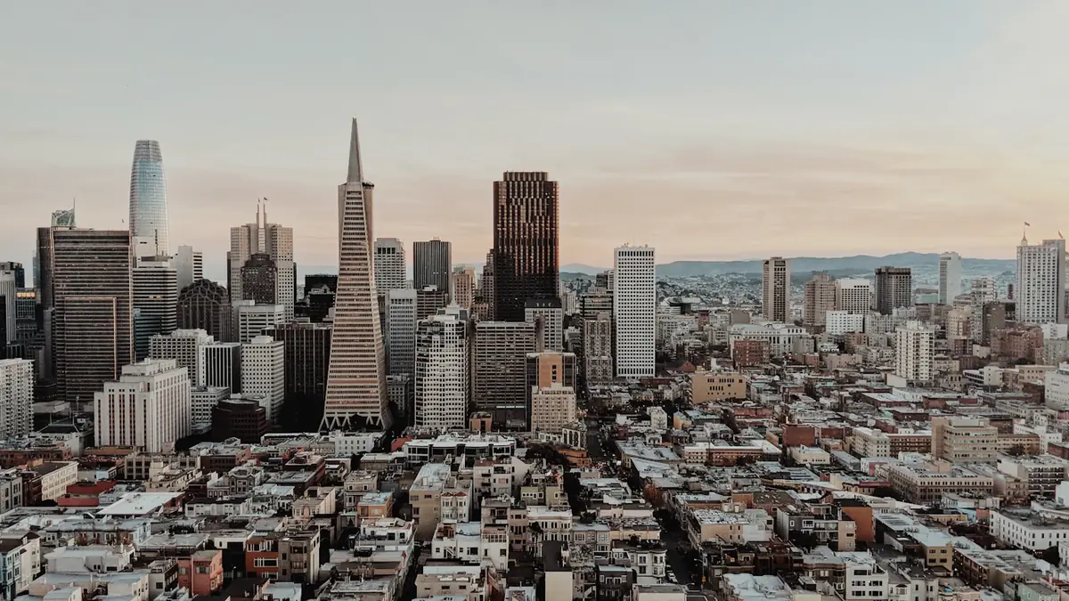 San Francisco from above, the Transamerica Pyramid in the middle